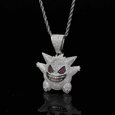 Cute Ghost Pendant Necklace with Micro-Pave Zircon and Gold Plating for Men | Caratix Jewelry - CaratixJewelry