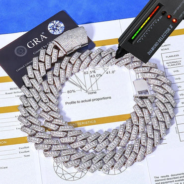 20mm -Cut Moissanite Cuban Link Chain – S925 Sterling Silver Iced-Out Hip Hop Men’s Bold Streetwear Necklace - CaratixJewelry