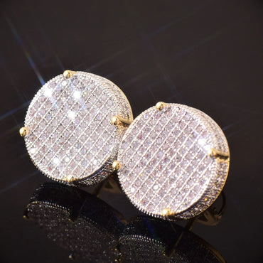 Large Round Stud Earrings | Minimalist Design Hip Hop Jewelry for Men & Women | Caratix Jewelry - CaratixJewelry