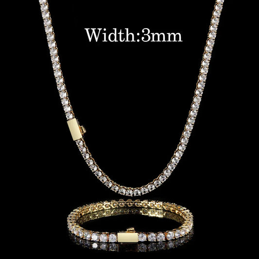 Tennis Chain Zircon Hip Hop Necklace Rapper Iced Out Chain Style for Men | Caratix Jewelry - CaratixJewelry
