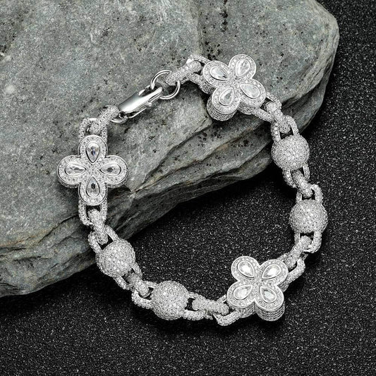 Iced-Out Bubble Bead Chain Bracelet with Zircon Stones for Men | Caratix Jewelry - CaratixJewelry