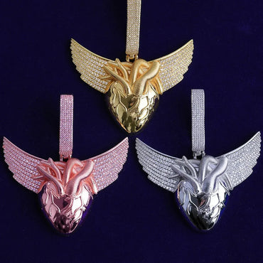 Men's "Freedom & Passion" Necklace | Premium Real Copper CZ Angel Wings - CaratixJewelry