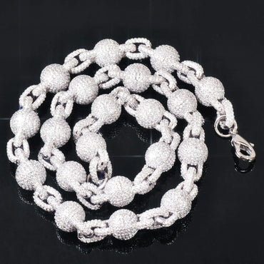 Iced Out Bead Ball Necklace with Copper & Zircon | Street Hip Hop Jewelry | Caratix Jewelry - CaratixJewelry
