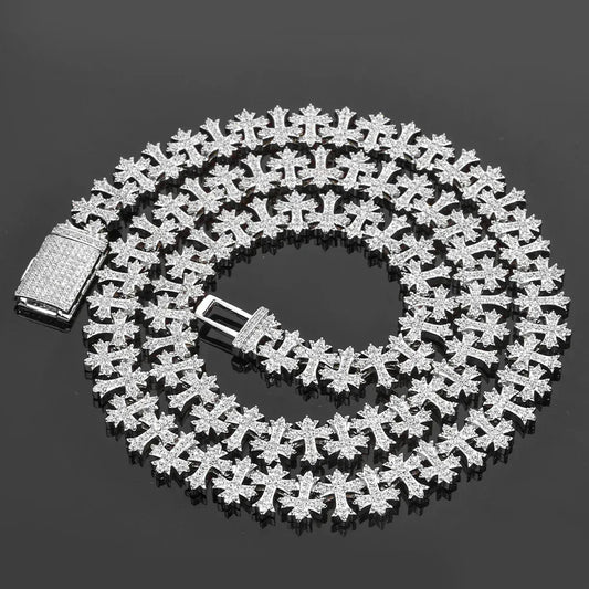 Cross Zircon Necklace with Maple Leaf Chain and Flip Clasp for Women | Caratix Jewelry - CaratixJewelry