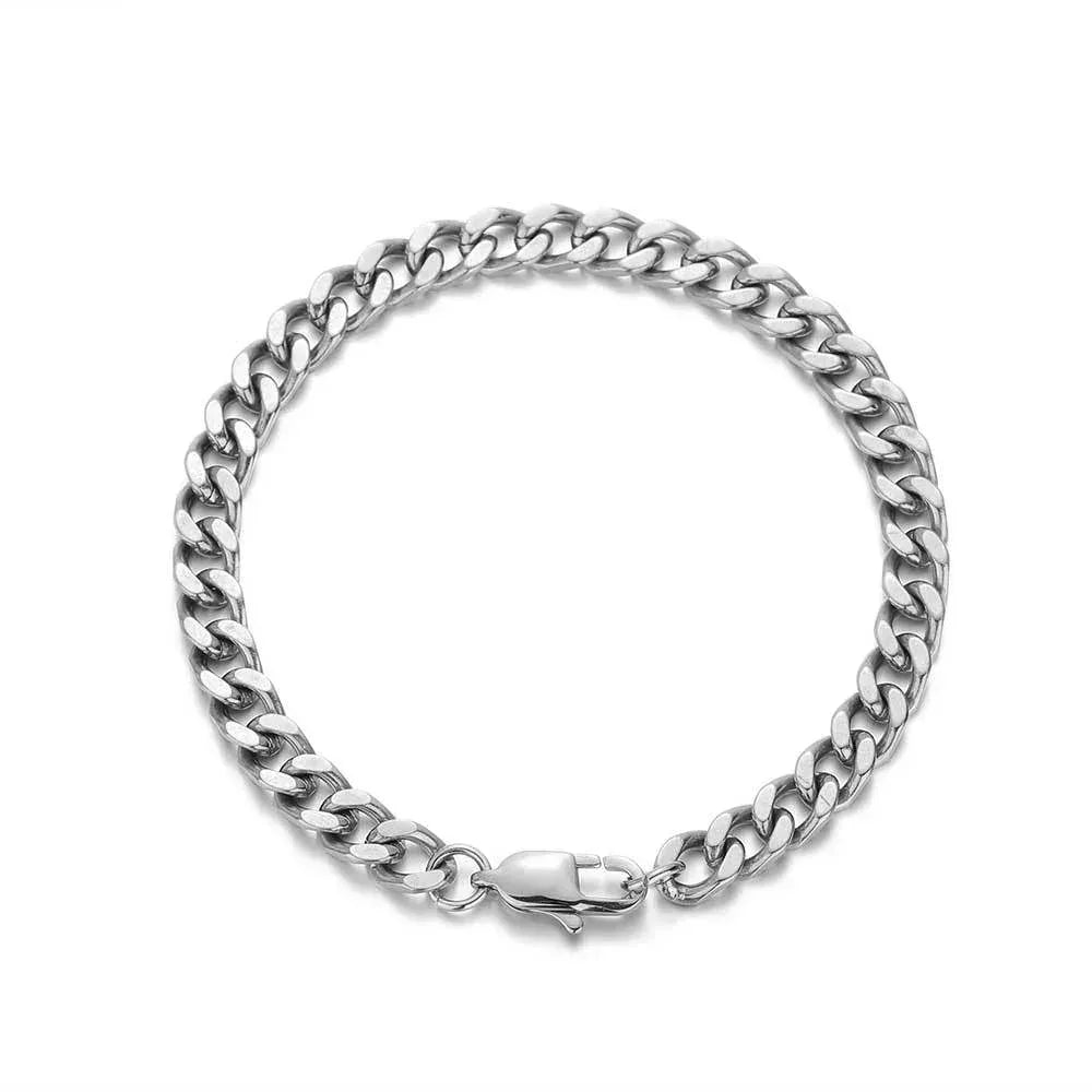 6mm Cuban Link Bracelet with Stainless Steel and Titanium Steel - CaratixJewelry