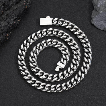 Stainless Steel Dense Cuban Chain Necklace with Spring Clasp for Men | Caratix Jewelry - CaratixJewelry