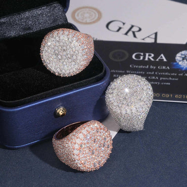 Round Moissanite Men’s Ring | S925 Silver Iced Out Hip Hop Fashion Jewelry - CaratixJewelry