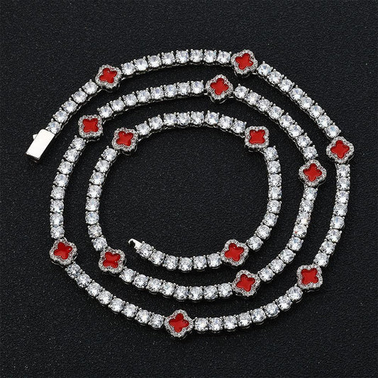 4mm Clover-Shaped Tennis Chain Necklace with Zircon Hip Hop Jewelry for Men | Caratix Jewelry - CaratixJewelry