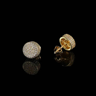 Men's Zircon Round Stud Earrings with Silver Pin | Luxury Hip Hop Jewelry | Caratix Jewelry - CaratixJewelry