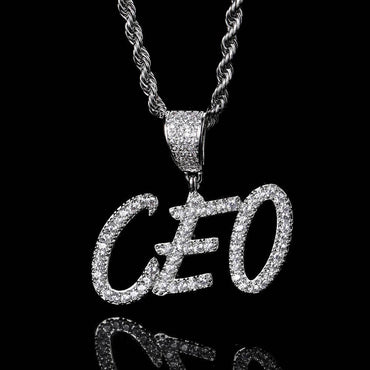 DIY Calligraphy Letter and Number Pendant Necklace with Micro-Pave Zircon for Men and Women | Caratix Jewelry - CaratixJewelry