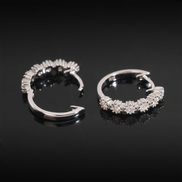 Medium Moissanite Hoop Earrings S925 Silver | 25mm D VVS1 Iced Out Hoops | Caratix