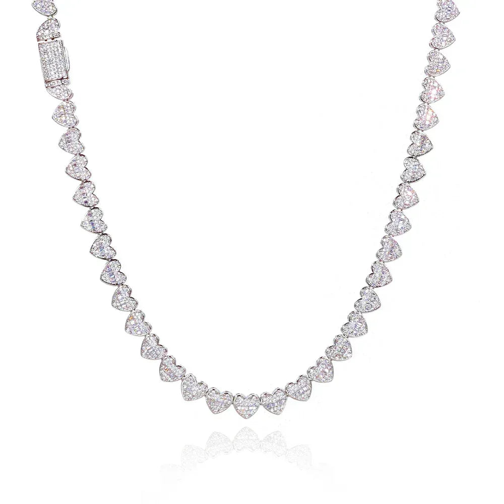 Custom 8mm Heart-Link Necklace | Secure Fold-over Clasp | Rapper Chain Style | Caratix - CaratixJewelry