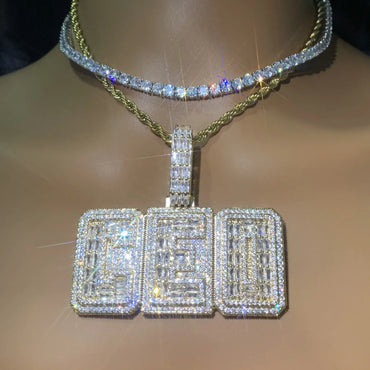 Iced Out Block Letter Pendant | DIY CZ Initial Hip Hop Trendy Necklace - CaratixJewelry