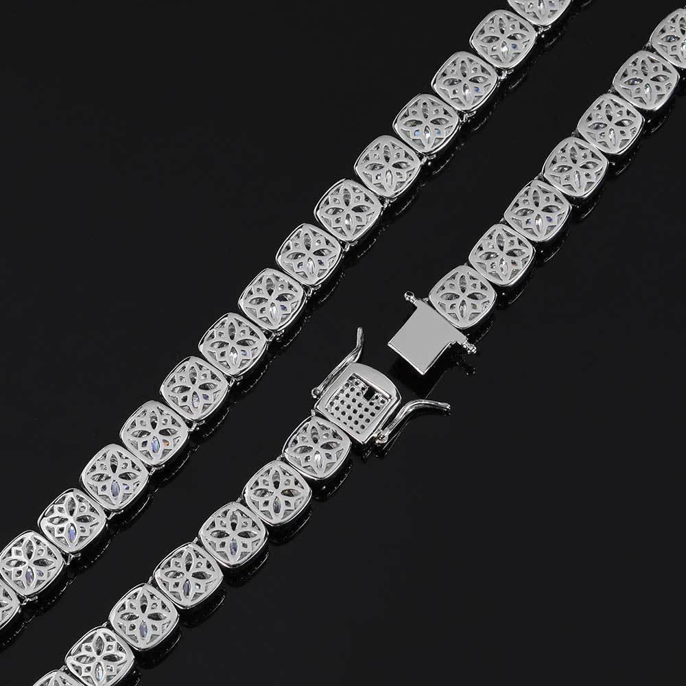 10mm Square Tennis Chain Necklace with Square Zircon Hip Hop Jewelry for Men | Caratix Jewelry - CaratixJewelry