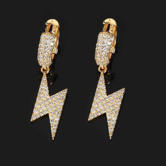 Hoop Earrings with Lightning Design and Micro-Pave Zircon Stones for Men and Women | Trendy Hip Hop Jewelry | Caratix Jewelry - CaratixJewelry