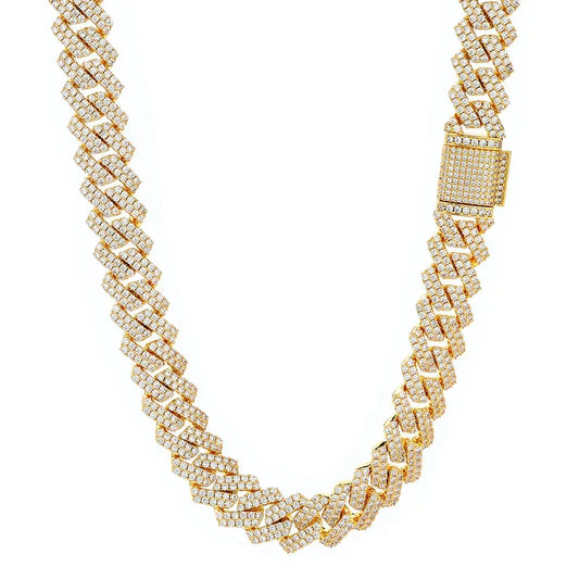 14mm Cut Cuban Chain Double Row Iced Out Rapper Necklace | Caratix Jewelry - CaratixJewelry