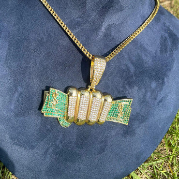 Men's "Secure the Bag" Necklace | Premium Copper CZ Money Grip Jewelry Caratix - CaratixJewelry
