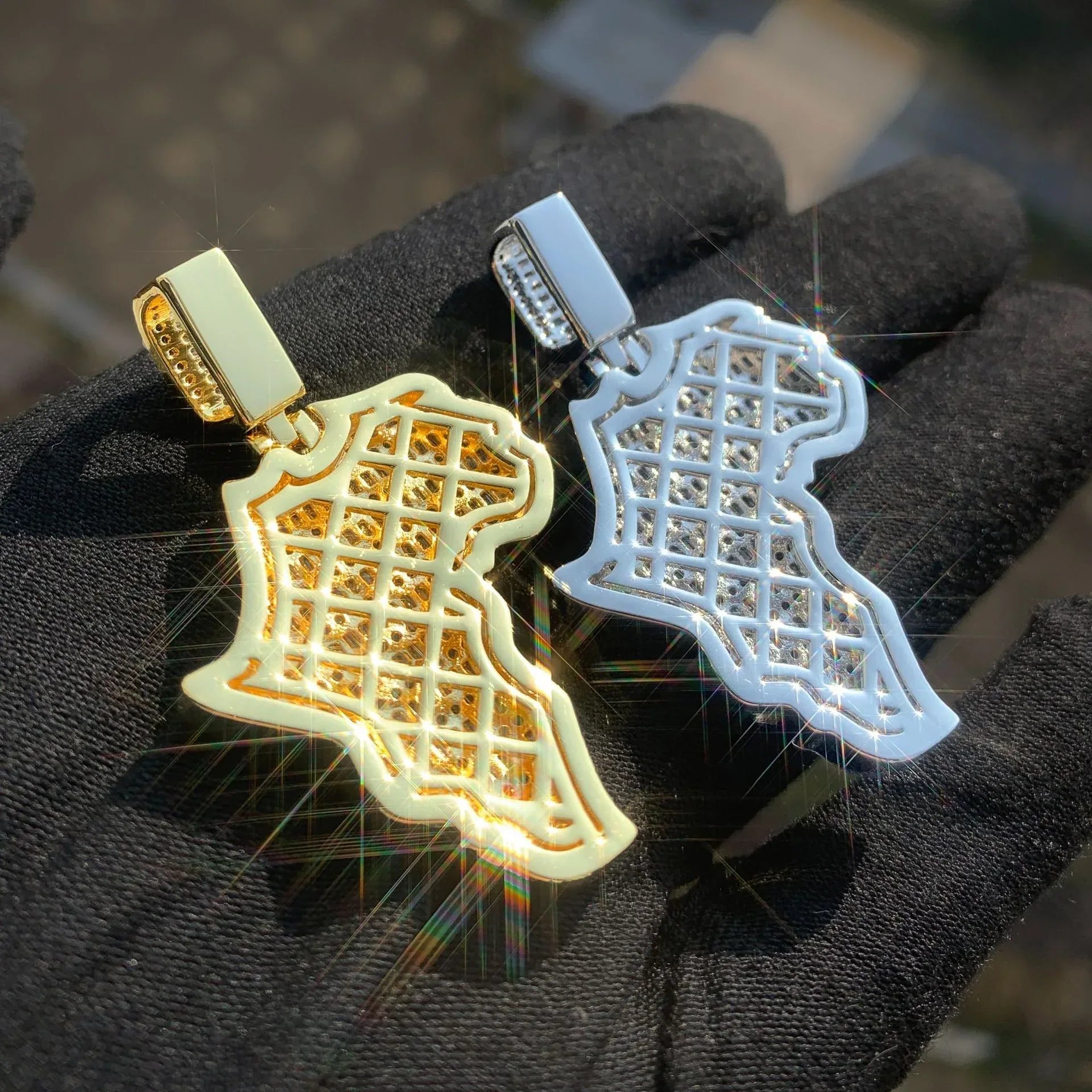 Iced Out Africa Map Pendant Necklace – 18K Gold Plated Hip Hop CZ Jewelry - CaratixJewelry