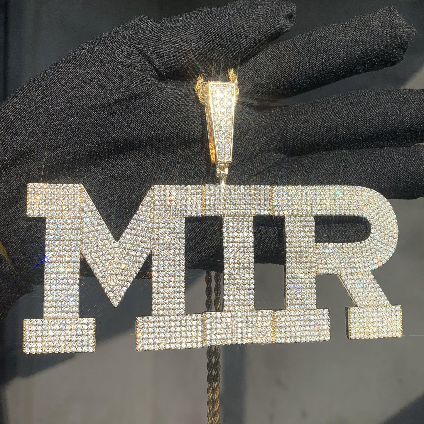 18K Gold Solid Letter Pendant | Iced Out CZ DIY Hip Hop Men’s Custom Jewelry - CaratixJewelry