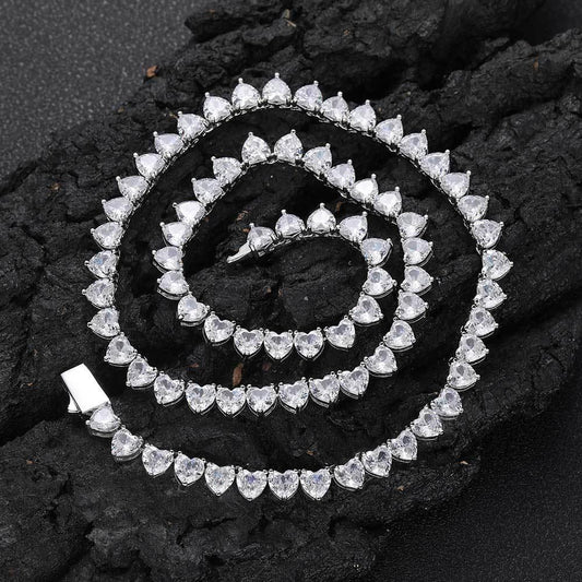 6mm Heart Pendant Tennis Chain Necklace Zircon Hip Hop Jewelry Rapper Iced Out Chain | Caratix Jewelry - CaratixJewelry