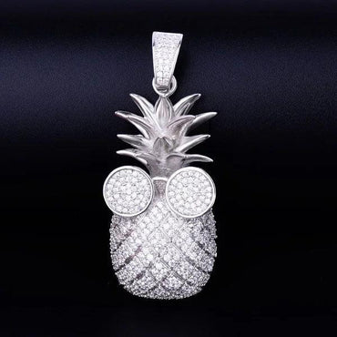 Iced Out 'Cool Pineapple' with Glasses Pendant | Men's Tropical Hip Hop Fruit Necklace | Premium Copper CZ Swag Jewelry | Summer Vacation Bling | Caratix - CaratixJewelry
