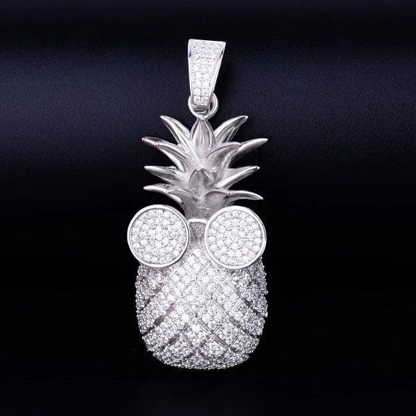 Iced Out 'Cool Pineapple' with Glasses Pendant | Men's Tropical Hip Hop Fruit Necklace | Premium Copper CZ Swag Jewelry | Summer Vacation Bling | Caratix - CaratixJewelry