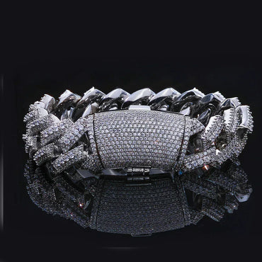 Custom 20mm Rhombus Triple-Row Bracelet | Rapper Iced Out Chain Style - CaratixJewelry