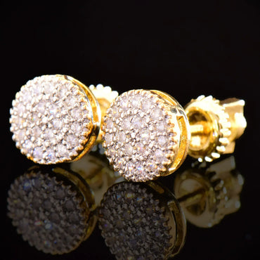 Small Round Iced Out Stud Earrings with Zircon | Creative & Trendy Hip Hop Jewelry | Caratix Jewelry - CaratixJewelry