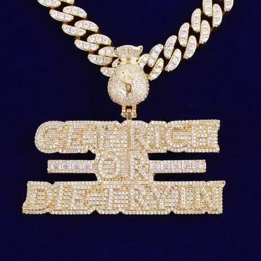 Women's Manifestation Hustle Necklace | Premium Copper CZ Money Motto Jewelry - CaratixJewelry