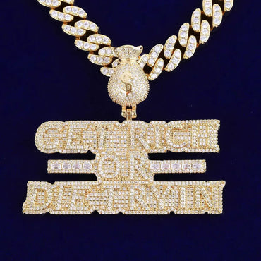 Women's Manifestation Hustle Necklace | Premium Copper CZ Money Motto Jewelry - CaratixJewelry