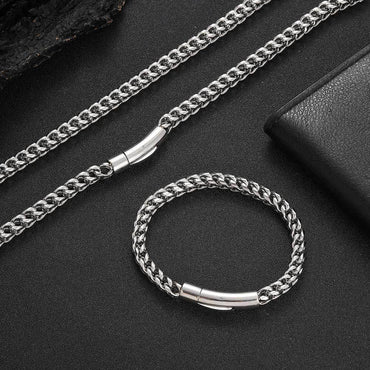 6mm Cuban Chain Necklace Stainless Steel Titanium Gold Chain Rapper Style | Caratix Jewelry - CaratixJewelry