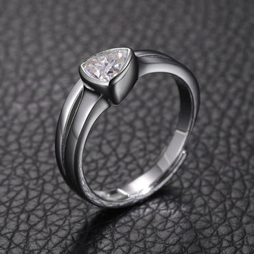 Adjustable Triangle Moissanite Ring S925 Open Band | Caratix