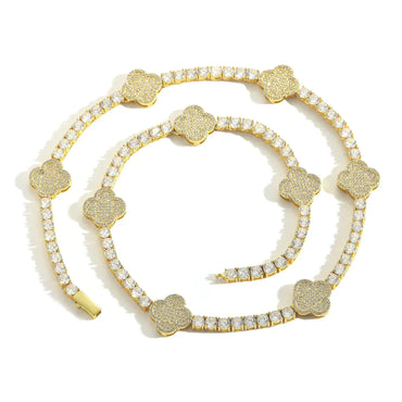 Unisex Single-Row Clover Tennis Choker | 5A Zircon Hip Hop Necklace | Versatile Bling Jewelry | Caratix - CaratixJewelry