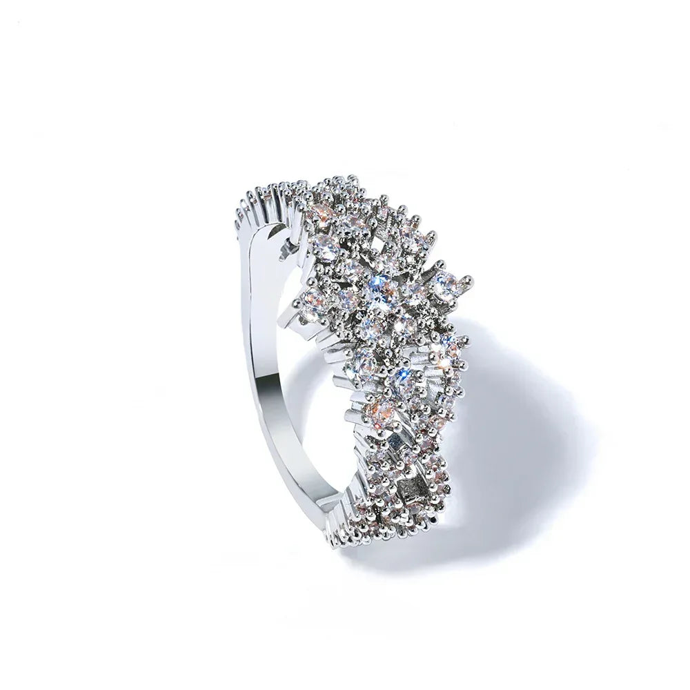 Custom Multi-Row Wrap Snowflake Ring | Hollow Designer Hip Hop Bling | Caratix - CaratixJewelry