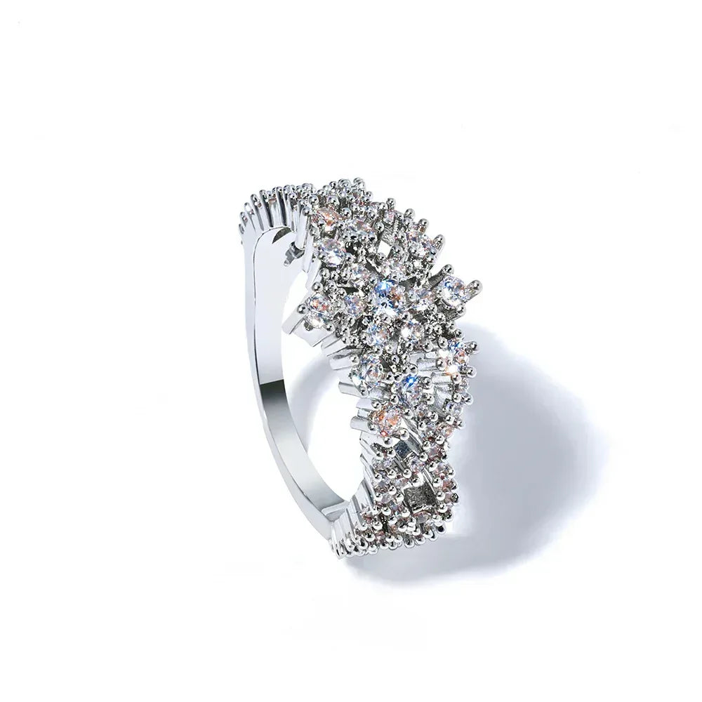 Custom Multi-Row Wrap Snowflake Ring | Hollow Designer Hip Hop Bling | Caratix - CaratixJewelry