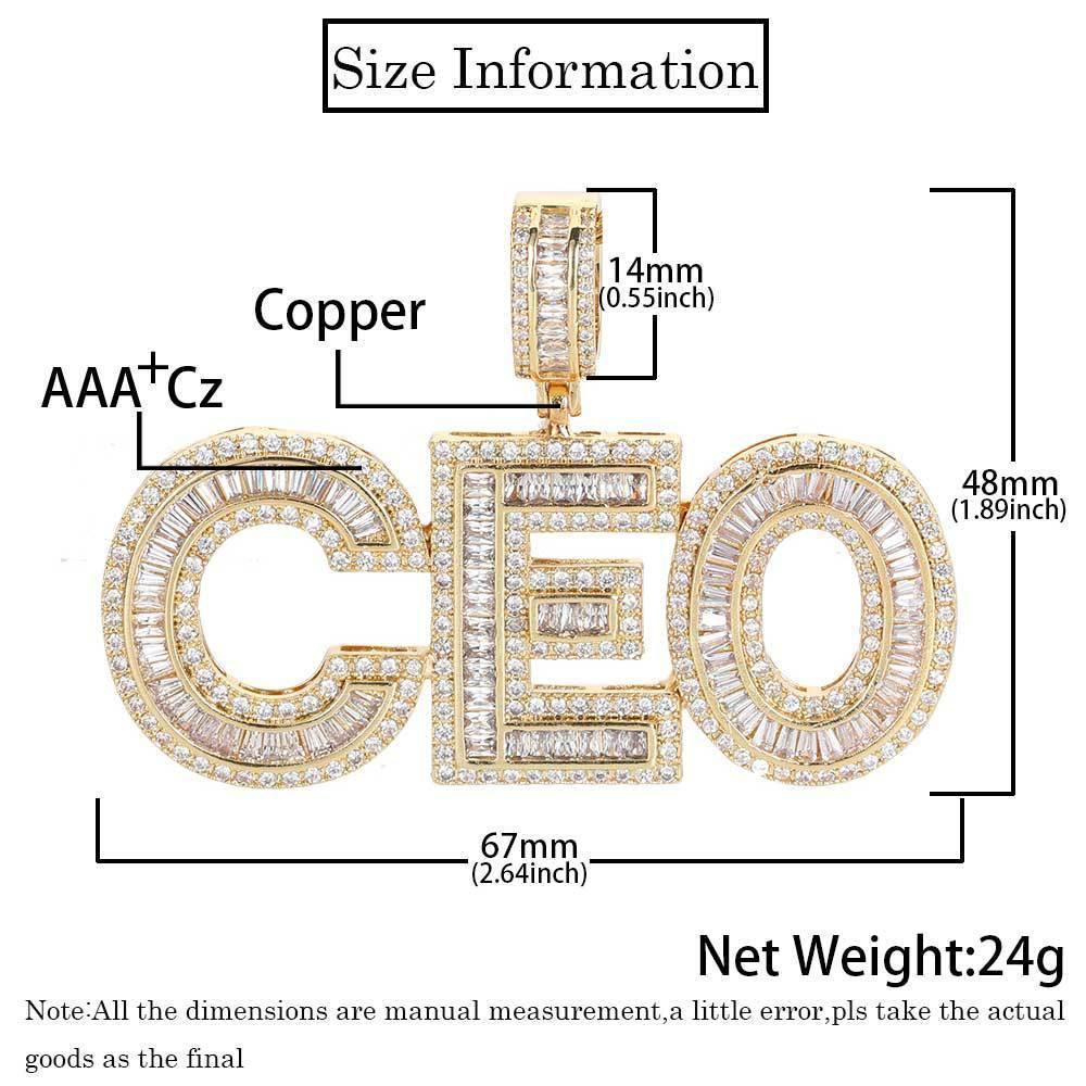 Large Iced-Out Letter and Number Pendant Necklace with Micro-Pave Zircon for Men | Creative Hip Hop Jewelry | Caratix Jewelry - CaratixJewelry