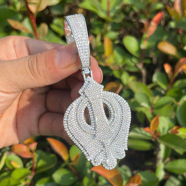 Iced Out Fleur-de-Lis Pendant | Men's Royal Lily Necklace Luxury Hip Hop Bling | Caratix - CaratixJewelry
