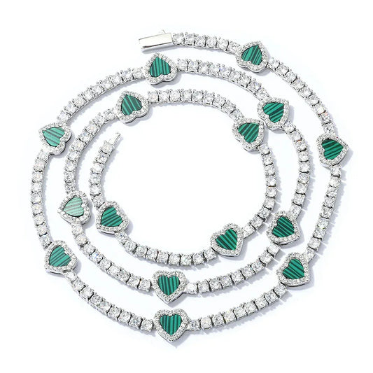 Custom Heart Tennis Chain Necklace & Bracelet Hip Hop Jewelry | Caratix - CaratixJewelry