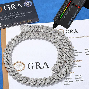 14mm Micro-Paved Moissanite -Cut Cuban Link Chain for Men – S925 Sterling Silver Luxury Hip Hop Necklace - CaratixJewelry