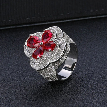 Colorful Floral Zircon Ring Bling Jewelry for Men | Caratix Jewelry - CaratixJewelry