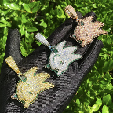 Iced Out Cartoon Genie Pendant | Men's Micro Pave Character Necklace - CaratixJewelry