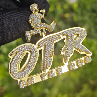 Iced Out OTR Letter Pendant Necklace – Hip Hop Street Dance CZ Jewelry for Men - CaratixJewelry