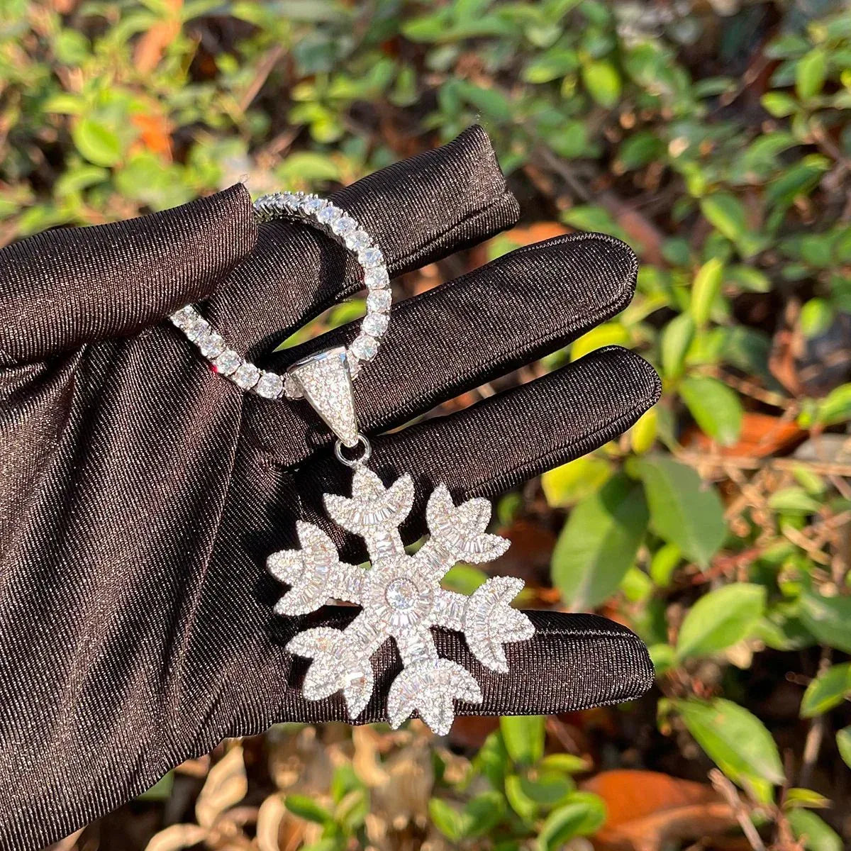 Iced Out 3D Snowflake Pendant | Men's Sub-Zero Glacier Necklace | Premium Copper CZ Frostbite Jewelry | Cold Hearted Bling | Caratix - CaratixJewelry