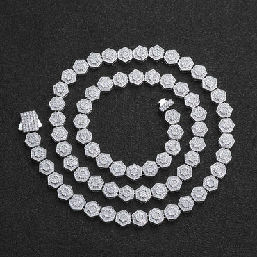 Custom 8.5mm Hexagon Geometric Baguette Chain | Unique Hip Hop Bling | Caratix - CaratixJewelry