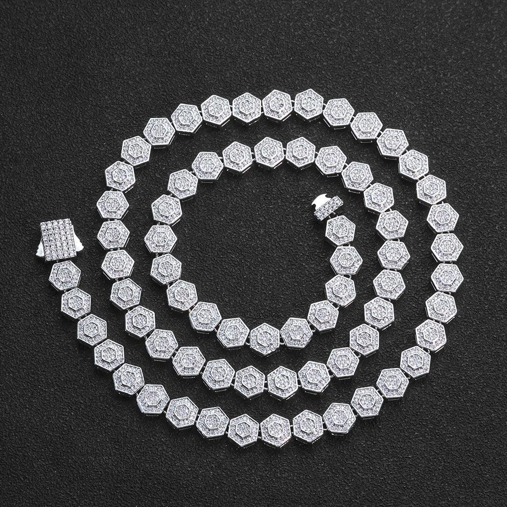 Custom 8.5mm Hexagon Geometric Baguette Chain | Unique Hip Hop Bling | Caratix - CaratixJewelry
