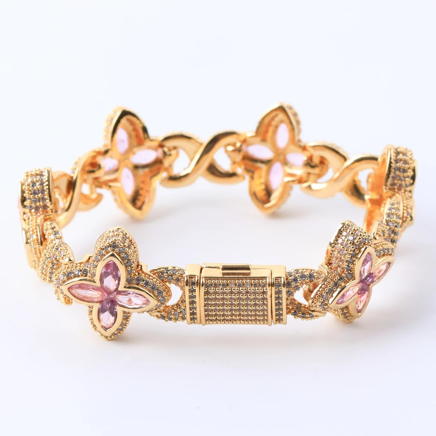 New Infinity Clover Iced Bracelet | Unisex Copper Zircon Handpiece | Premium Hip Hop Bling | Caratix - CaratixJewelry