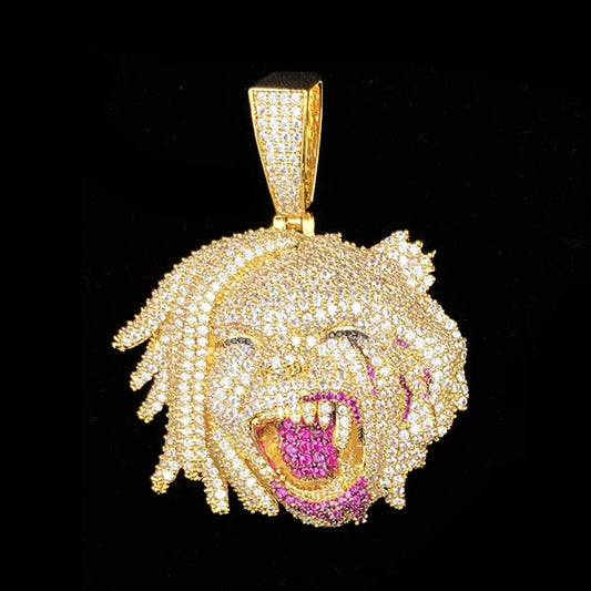 Iced Out Harley Quinn Pendant | Men's Real Copper CZ Necklace - CaratixJewelry