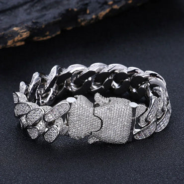 18mm Triple Row T-Cut Zircon Cuban Link Bracelet for Men | Caratix Jewelry - CaratixJewelry