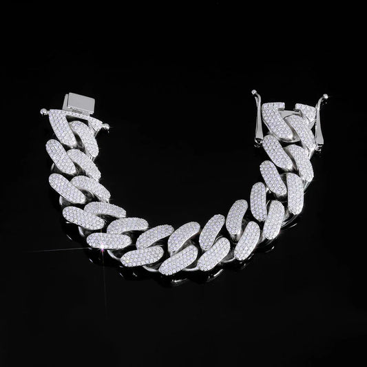 22mm Four Row Cuban Chain Necklace Zircon - CaratixJewelry