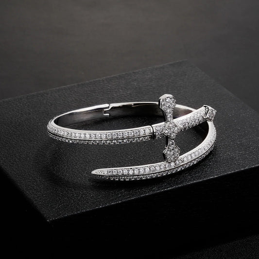 Men's King’s Sword Ring | Micro-Pave Zirconia Warrior Band | Caratix Jewelry